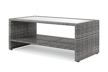 Bahamas Soffbord med hylla Utomhus 113 cm Konstrotting - Grå - Products - Utemöbler & utemiljö - Utebord & trädgårdsbord - Loungebord & soffbord utomhus