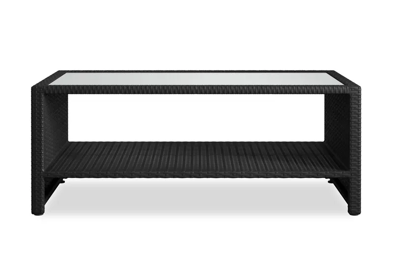 Bahamas Soffbord med hylla Utomhus 113 cm Konstrotting - Svart - Products - Utemöbler & utemiljö - Utebord & trädgårdsbord - Loungebord & soffbord utomhus
