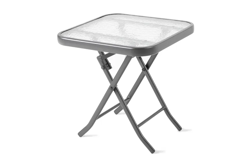 DUBLIN Litet Hopfällbart Cafébord och Utebord 46 cm Stål Glas, Grå
