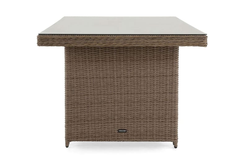 Marcus Rektangulärt Matbord utomhus 160x90 cm i konstrotting med glasskiva - Natur / Beige - Products - Utemöbler & utemiljö - Utebord & trädgårdsbord - Matbord utomhus