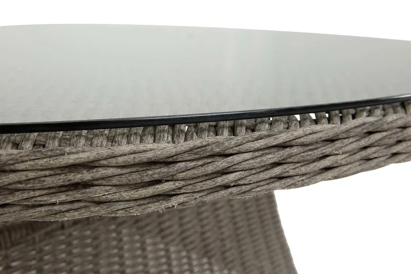 Marcus Stort Runt Matbord Utomhus 140 cm – Utebord i konstrotting med glasskiva för Uteplats och Trädgård - Grå - Products - Utemöbler & utemiljö - Utebord & trädgårdsbord - Matbord utomhus