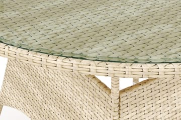 Thor Runt Matbord Utomhus 140 cm i konstrotting med glasskiva - Beige - Products - Utemöbler & utemiljö - Utebord & trädgårdsbord - Matbord utomhus