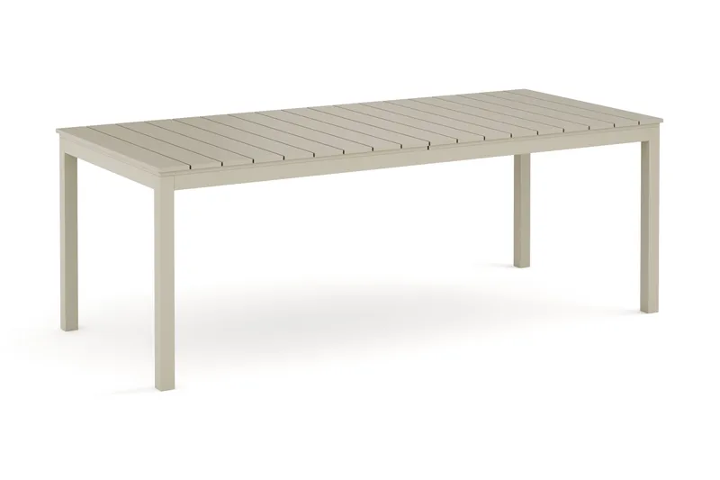 Tunis Rektangulärt Stort Förlängningsbart Matbord utomhus 205/305x90 cm i metall plast, Beige