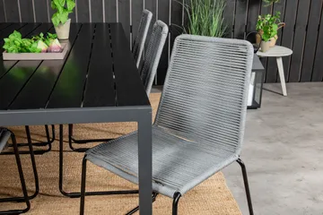 Break Matgrupp Utomhus 205cm + 6 Lindos Matstolar Utomhus Svart/Grå - Venture Home - Products - Utemöbler & utemiljö - Utegrupp - Matgrupp utomhus