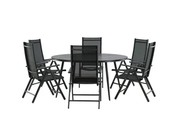 Break Matgrupp Utomhus Rund 150 cm + 6 Break Positionsstol - Svart - Products - Utemöbler & utemiljö - Utegrupp - Matgrupp utomhus