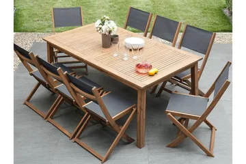 Cesana Trädgårdsmöbelset Med Utebord+8 Utestolar - Trä/Natur - Products - Utemöbler & utemiljö - Utegrupp - Matgrupp utomhus