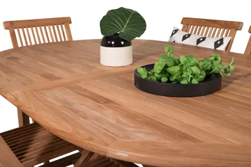 Kenya Matgrupp 180-240x120 cm + 6 Kenya Hopfällbar Stol - Brun - Products - Utemöbler & utemiljö - Utegrupp - Matgrupp utomhus