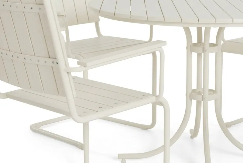 Kullaberg rund matgrupp utomhus med 4 stolar 104 cm stål aintwood - Vit - Products - Utemöbler & utemiljö - Utegrupp - Matgrupp utomhus