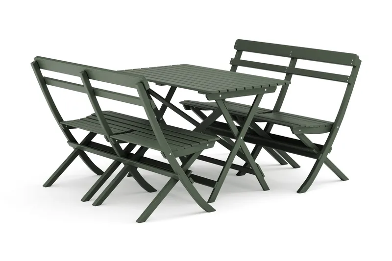 Landet Utomhus matgrupp 118x70x74 cm med 2 soffor, Grön
