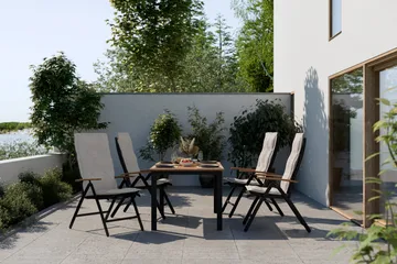 Las Vegas Matgrupp Utomhus 152-210 + 4 Positionsstol Lyx - Svart/Teak - Products - Utemöbler & utemiljö - Utegrupp - Matgrupp utomhus