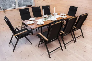 Las Vegas Matgrupp Utomhus 152-210 + 6 Positionsstol Lyx - Svart Teak - Products - Utemöbler & utemiljö - Utegrupp - Matgrupp utomhus