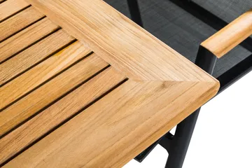 Las Vegas Matgrupp Utomhus 152-210 + 6 Positionsstol Lyx - Svart Teak - Products - Utemöbler & utemiljö - Utegrupp - Matgrupp utomhus