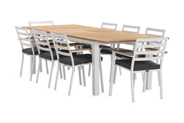 Las Vegas Matgrupp Utomhus 220-280 cm + 8 Oliver Matstol - Teak/Vit - Products - Utemöbler & utemiljö - Utegrupp - Matgrupp utomhus