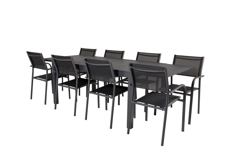 Marbella Matgrupp Utomhus 160-240 cm Rektangulär med 8 Santorini Utestolar - Svart - Products - Utemöbler & utemiljö - Utegrupp - Matgrupp utomhus