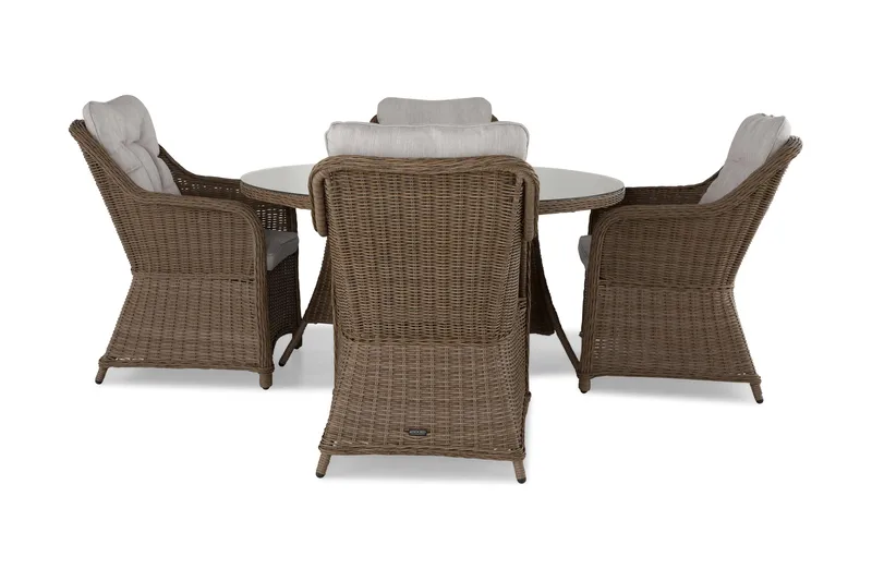 Marcus Matgrupp 140 Rund + 4 Fåtöljer m Dyna - Natur - Products - Utemöbler & utemiljö - Utegrupp - Matgrupp utomhus