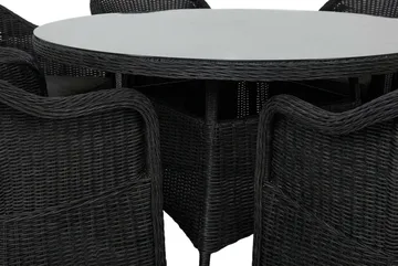 Marcus Matgrupp 140 Rund + 6 Light Fåtöljer m Dyna - Svart - Products - Utemöbler & utemiljö - Utegrupp - Matgrupp utomhus