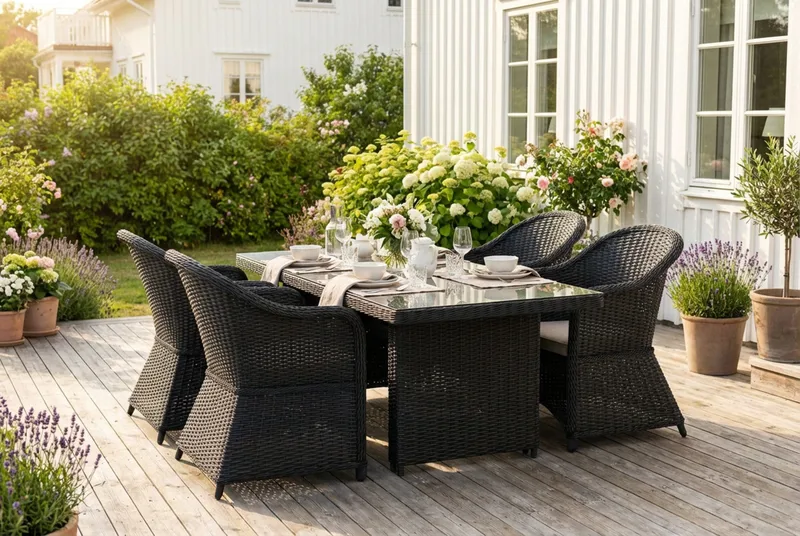 Marcus utomhus matgrupp 160x90 cm med 4 Marcus Light utefåtöljer - Svart - Products - Utemöbler & utemiljö - Utegrupp - Matgrupp utomhus