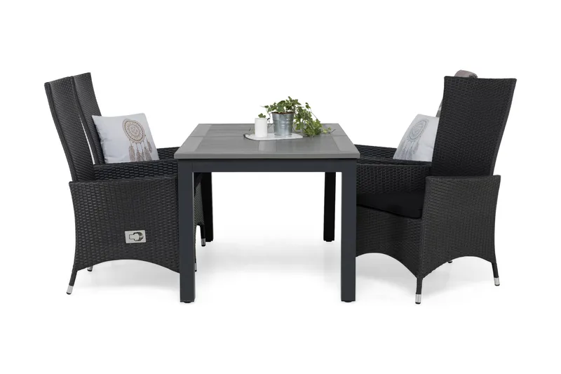 Monaco Matgrupp 152-210 + 4 Jenny Ställbar Fåtölj m Dyna, Svart