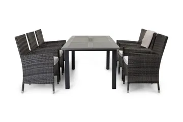 Monaco Matgrupp Utomhus 152-210 + 6 Thor Fåtölj - Svart/Grå - Products - Utemöbler & utemiljö - Utegrupp - Matgrupp utomhus