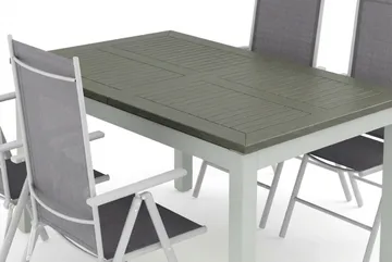Monaco utomhus matgrupp förlängningsbart 150-250x90 med 4 Maggie positionsstolar - Vit/Grå - Products - Utemöbler & utemiljö - Utegrupp - Matgrupp utomhus