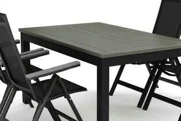Monaco utomhus matgrupp förlängningsbart 150-250x90 med 4 Monaco Light positionsstolar - Svart/Grå - Products - Utemöbler & utemiljö - Utegrupp - Matgrupp utomhus