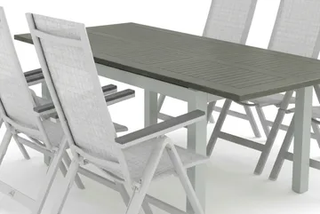 Monaco utomhus matgrupp förlängningsbart 150-250x90 med 6 Monaco Light positionsstolar - Vit/Grå - Products - Utemöbler & utemiljö - Utegrupp - Matgrupp utomhus