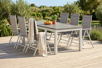 Monaco utomhus matgrupp förlängningsbart 210/310x90 med 6 Maggie positionsstolar - Vit/Grå - Products - Utemöbler & utemiljö - Utegrupp - Matgrupp utomhus