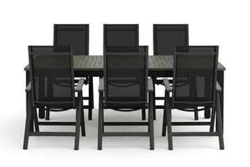 Monaco utomhus matgrupp förlängningsbart 210/310x90 med 6 Monaco Light positionsstolar - Svart/Grå - Products - Utemöbler & utemiljö - Utegrupp - Matgrupp utomhus