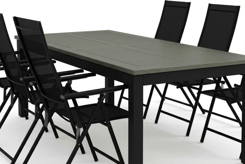 Monaco utomhus matgrupp förlängningsbart 210/310x90 med 6 Sanna positionsstolar - Svart/Grå - Products - Utemöbler & utemiljö - Utegrupp - Matgrupp utomhus