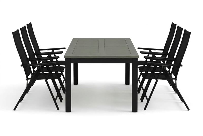 Monaco utomhus matgrupp förlängningsbart 210/310x90 med 6 Sanna positionsstolar - Svart/Grå - Products - Utemöbler & utemiljö - Utegrupp - Matgrupp utomhus