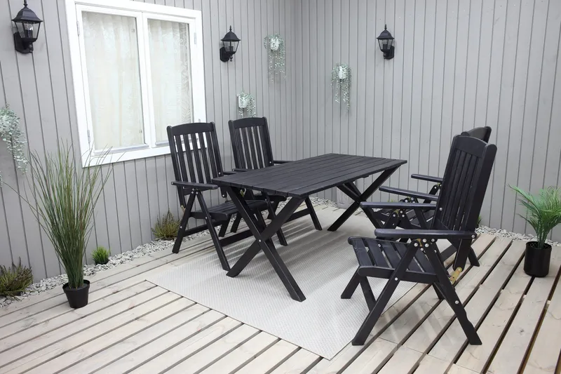 Oliver Matgrupp Utomhus 4 Utestolar - Grå/Svart - Products - Utemöbler & utemiljö - Utegrupp - Matgrupp utomhus