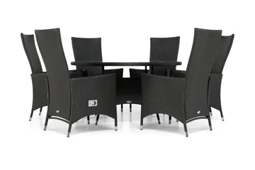 Thor Matgrupp Ø140 + 6 Jenny Ställbar Fåtölj - Svart - Products - Utemöbler & utemiljö - Utegrupp - Matgrupp utomhus