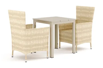 Tunis utomhus caféset 70x70 cm med 2 Thor utefåtöljer - Beige/Beige - Products - Utemöbler & utemiljö - Utegrupp - Matgrupp utomhus