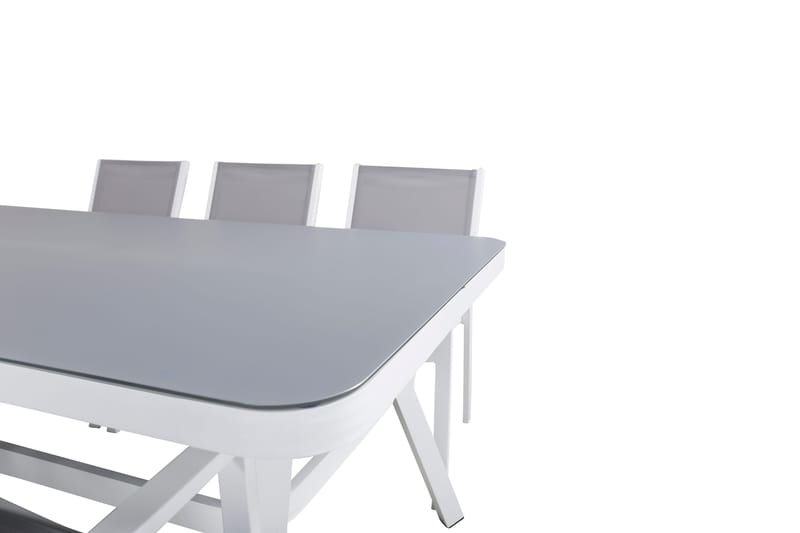 Virya Matgrupp Utomhus 200cm + 6 Copacabana Stapelbara Matstolar Utomhus Vit - Venture Home - Products - Utemöbler & utemiljö - Utegrupp - Matgrupp utomhus