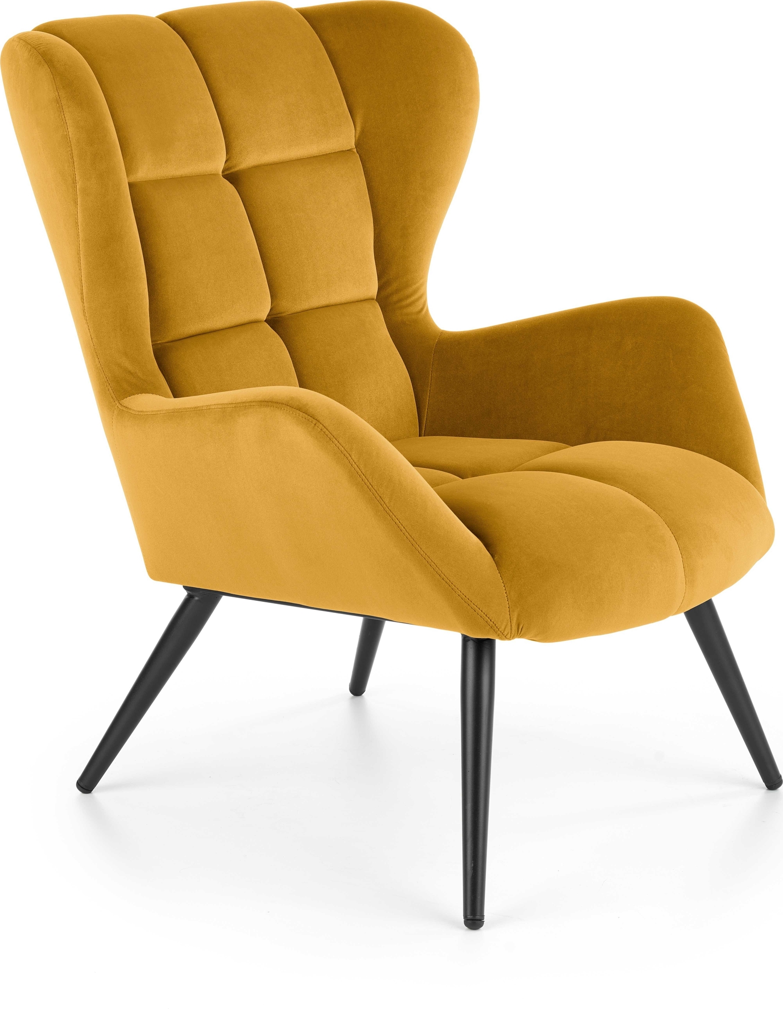 Halfman-Sessel aus gelbem Samt