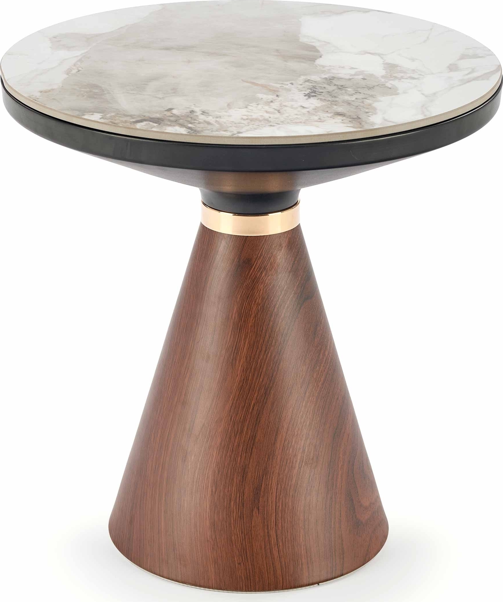 Genesis Couchtisch �50 cm - Wei�er Marmor/Walnuss