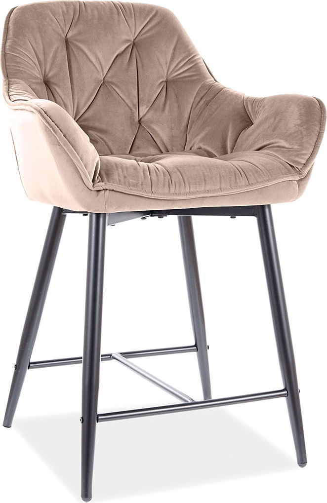 Barhocker aus beigem Samt