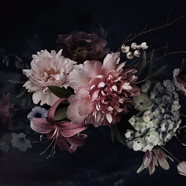 Glasmalerei - Blumen Nr. 3 - 80x80 cm