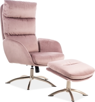Monroe-Sessel mit Fu�hocker aus rosa Samt