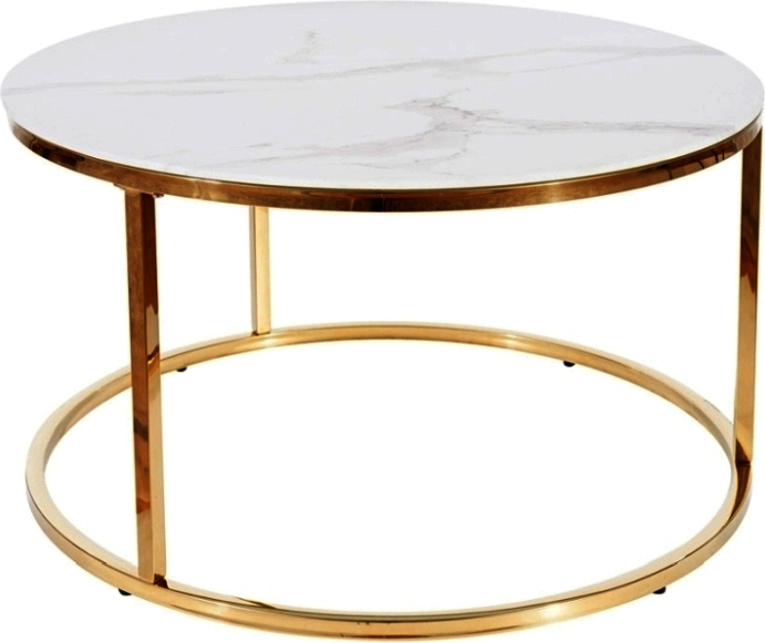 Sabine Couchtisch �80 cm - Wei�/Gold