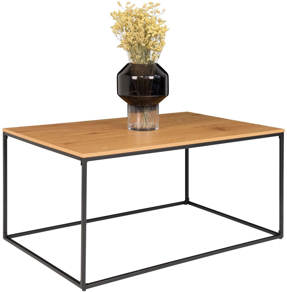 Weißer Couchtisch 60 x 90 cm - Schwarz/Eiche-Nachbildung Weißer Couchtisch 60 x 90 cm - Schwarz/Eiche-Nachbildung