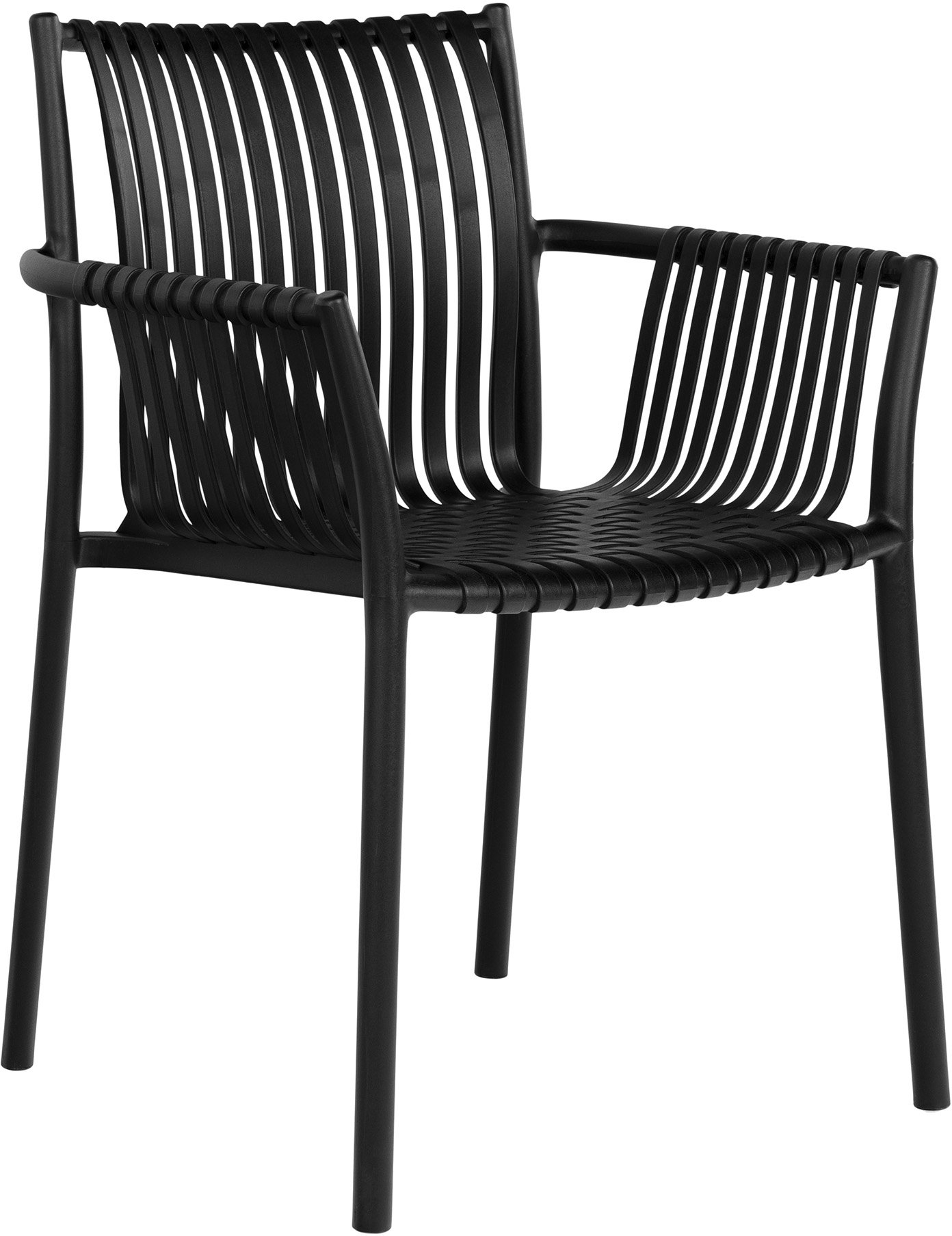 Tulsa schwarzer Terrassenstuhl, stapelbar