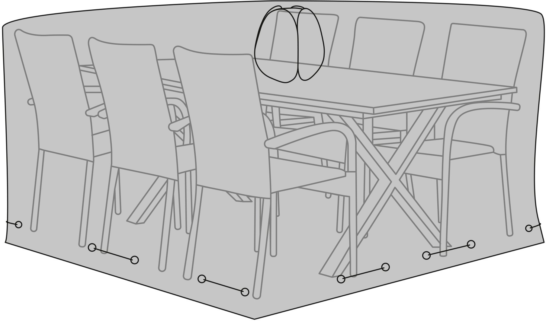 Luxuriöse Möbelabdeckung für Outdoor-Gruppe mit 6 Stühlen - Schwarz Luxuriöse Möbelabdeckung für Outdoor-Gruppe mit 6 Stühlen - Schwarz