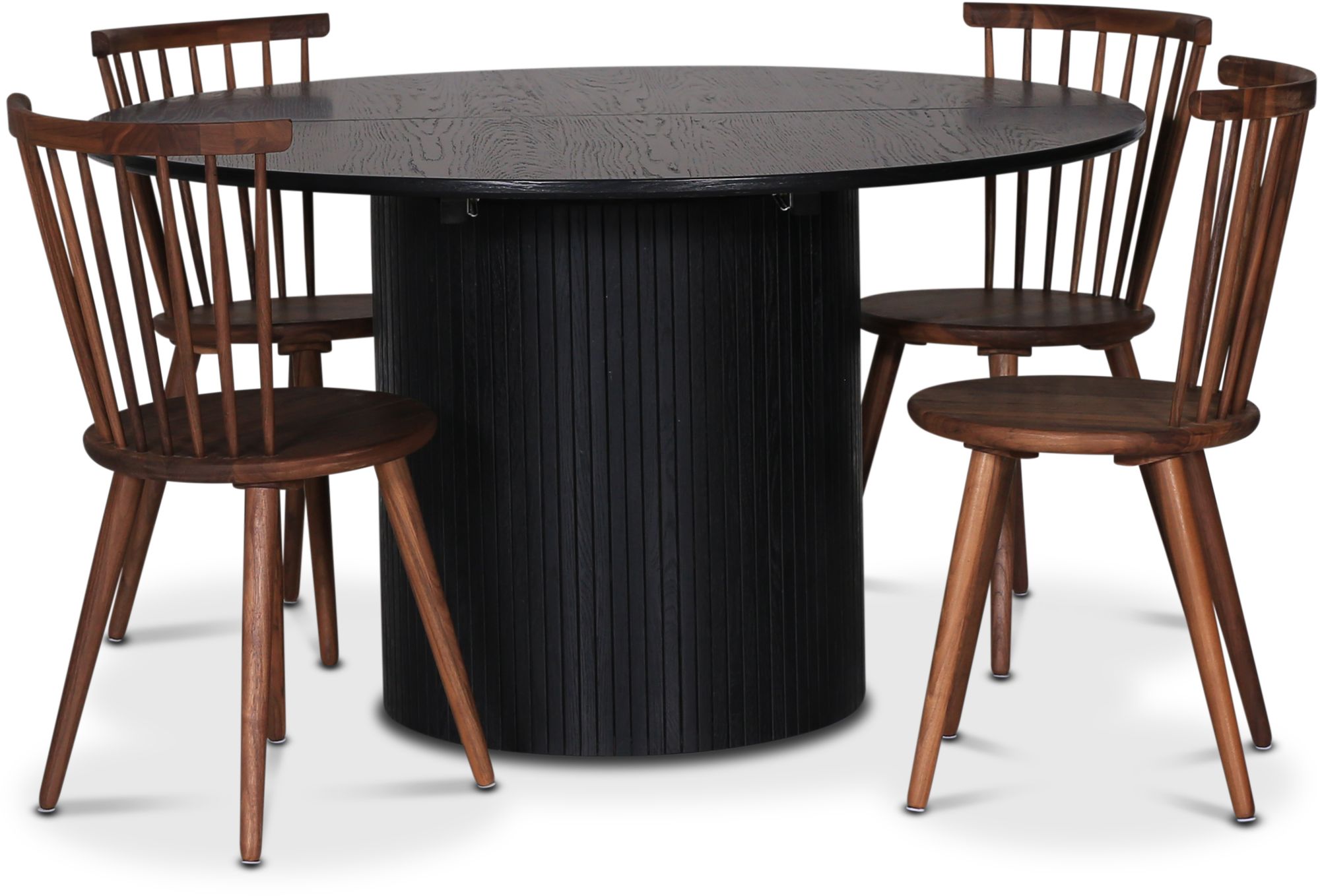 Nova Essgruppe, ausziehbarer Esstisch �130-170 cm inkl. 4 Rohrst�hlen Castor - Eiche schwarz gebeizt