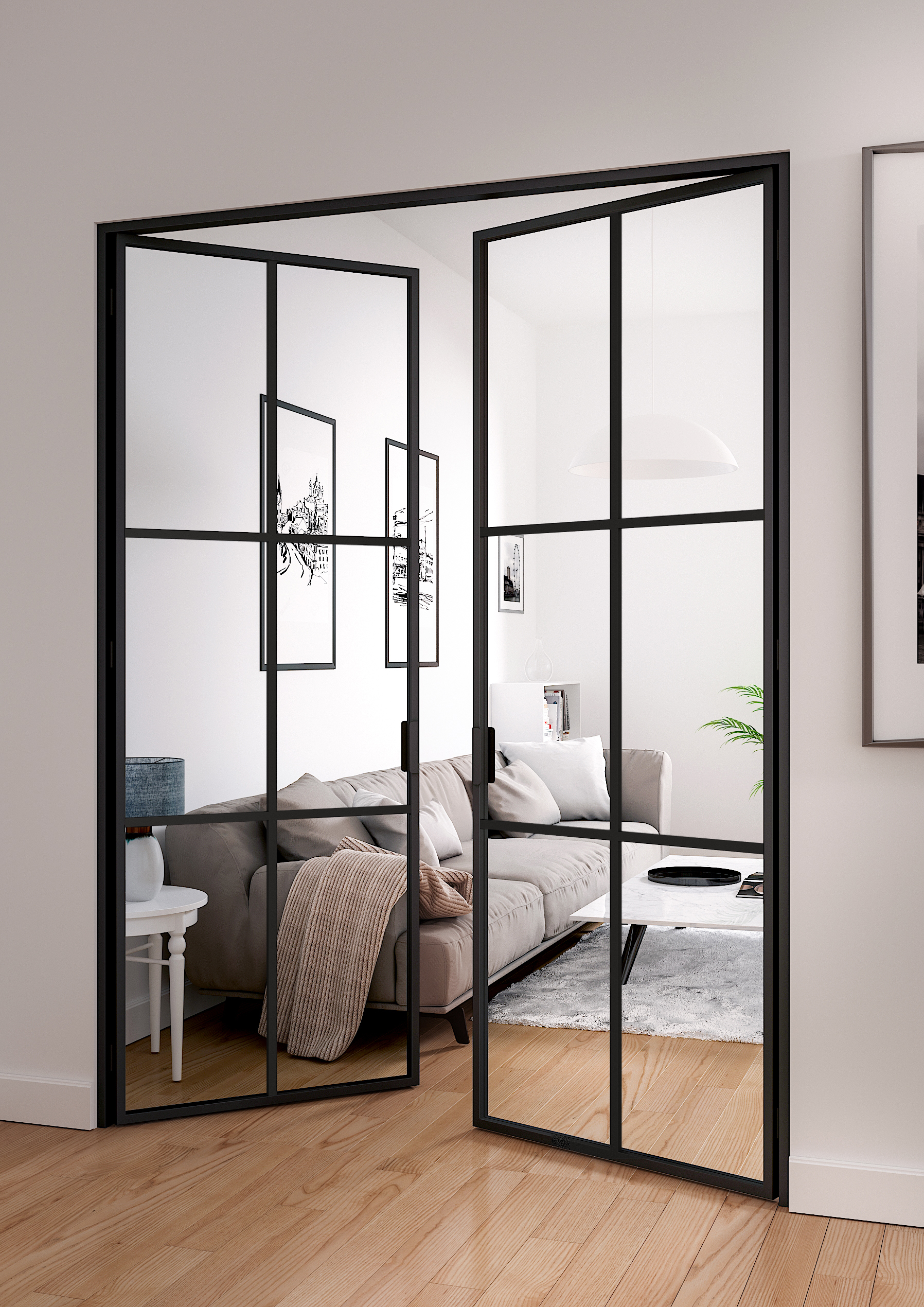 Industrieglastür Double mit Rahmen - Optionale Abmessungen Industrieglastür Double mit Rahmen - Optionale Abmessungen