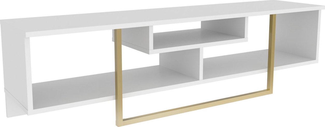 Asal Medienbank 150 cm - Weiß/Gold Asal Medienbank 150 cm - Weiß/Gold