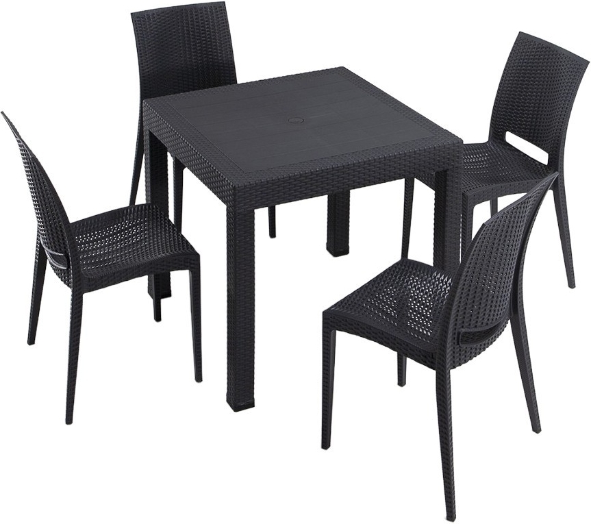 Meco Outdoor-Essgruppe mit 4 St�hlen - Anthrazit