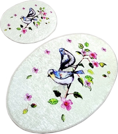 Badezimmerteppich mit Vögeln Badezimmerteppich mit Vögeln