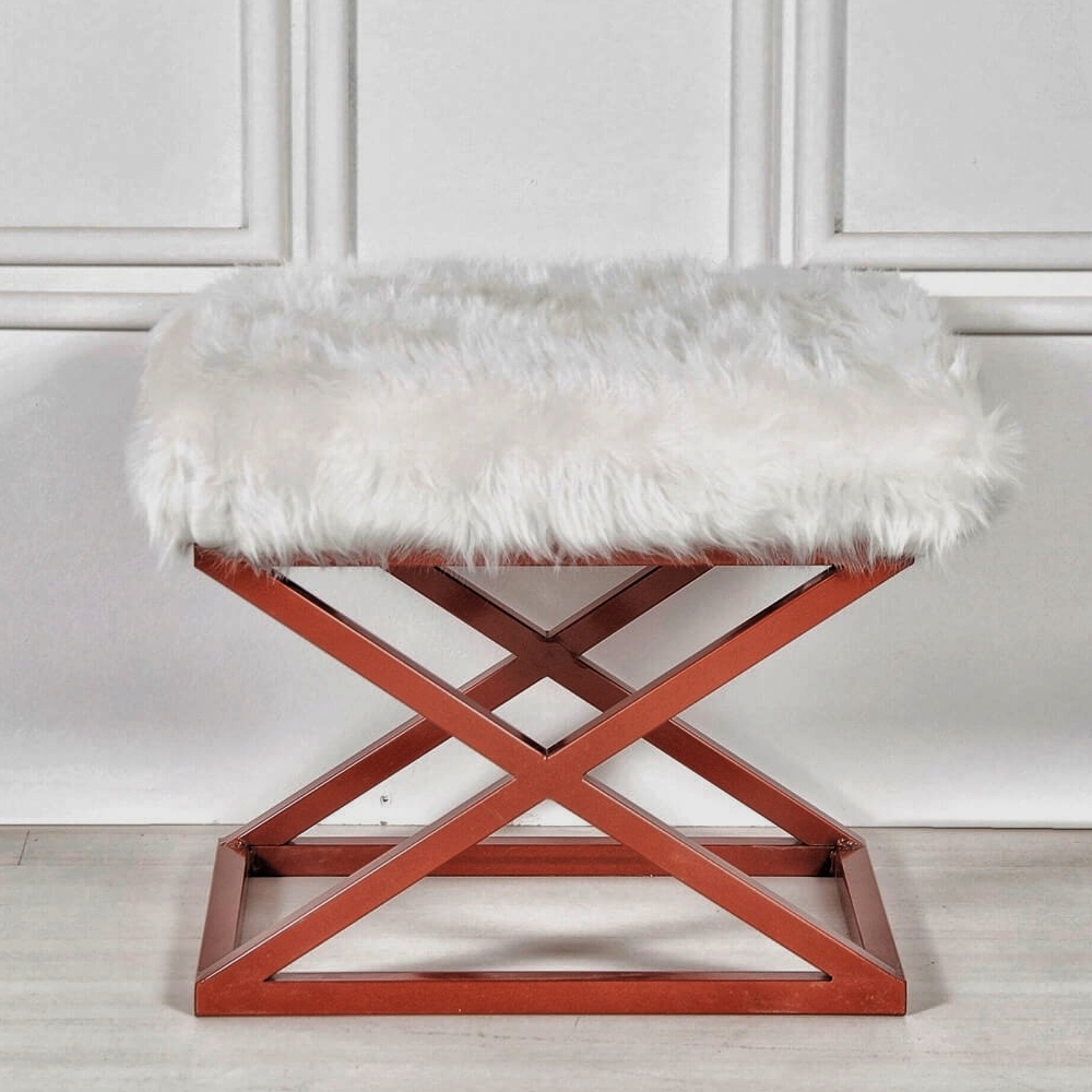 Capraz Pl�sch-Hocker - Kupfer/Wei�