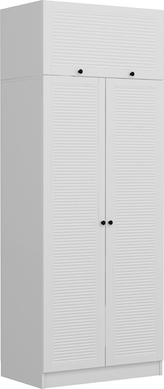 Larett Kleiderschrank mit Oberschrank, 90 cm - Wei�